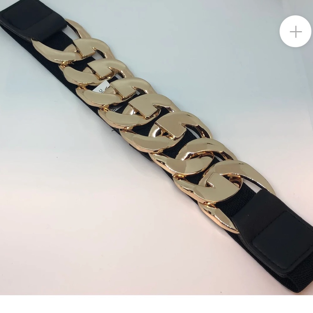 NIB Gold chain and Black elastic belt
